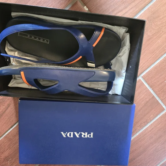 Prada Blue and Orange Sandals - Picture 1 of 5